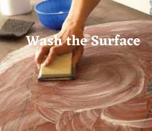 wash the wood surface